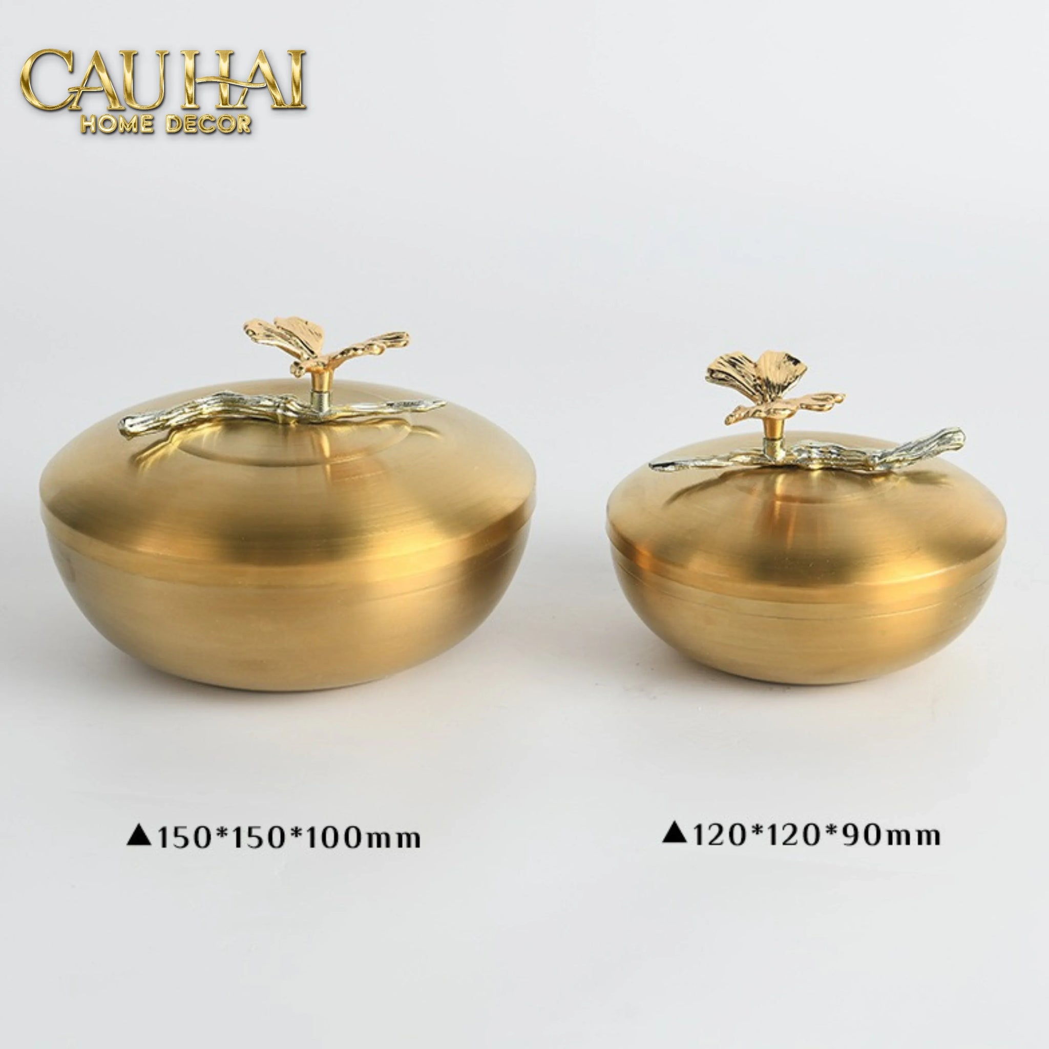 Maison Couture - Set 2 Lọ Kẹo / Trà Bằng Đồng - Brasson Lumière Papillon 15x10 12x9-CẬU HAI HOME DECOR
