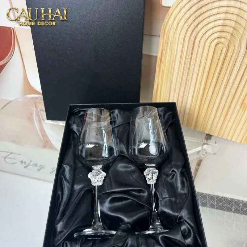 Maison Couture - Set 2 Ly Medusa Firma Lusso 476Ml Vino Rosso Glasses Full Box-LY THỦY TINH-CẬU HAI HOME DECOR
