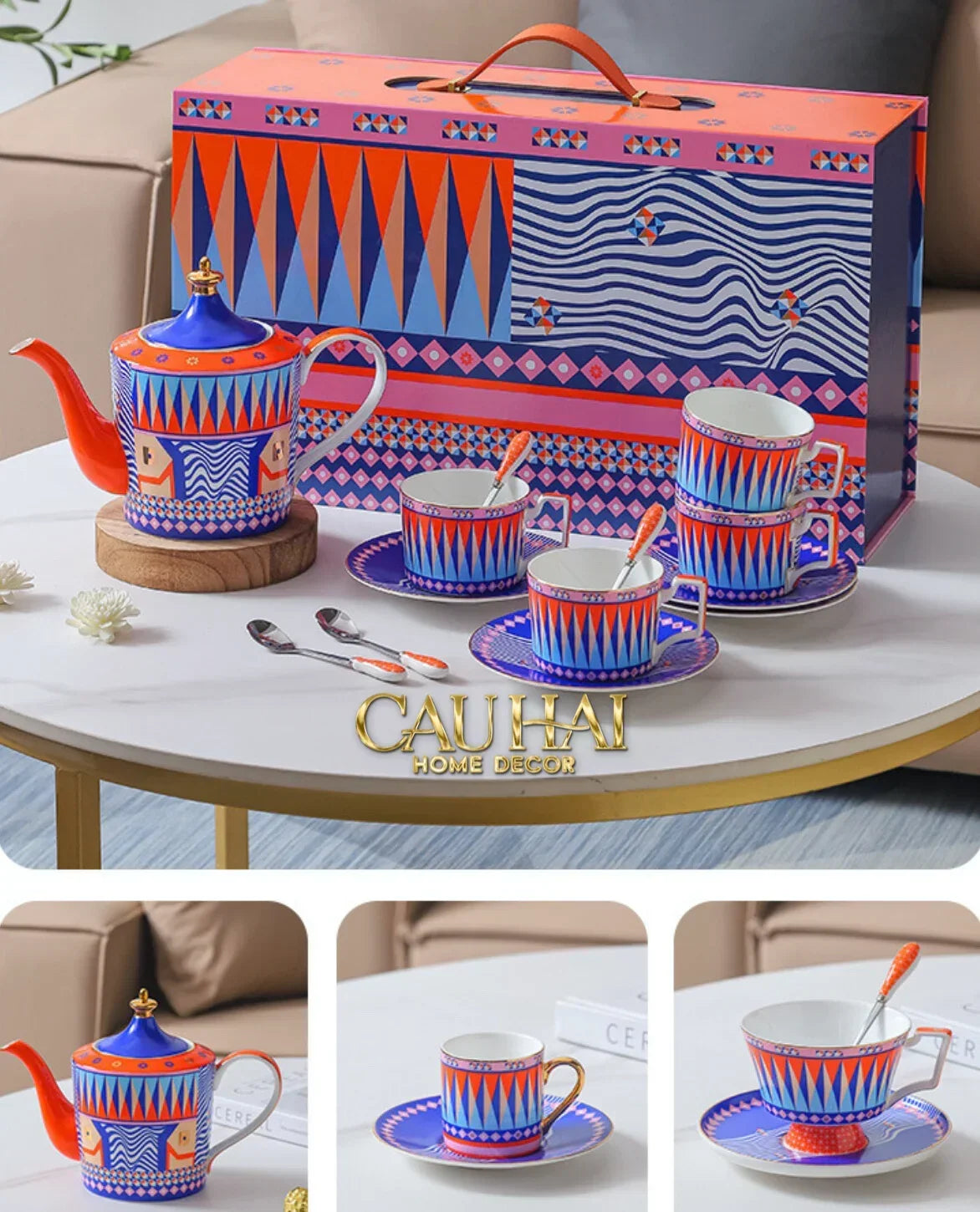 Maison Couture – Gift Set Bình Trà 6 Tách - Prismatique Royale Arlequin 13pcs.-SET BÌNH TRÀ-CẬU HAI HOME DECOR