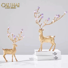Maison Couture - Set 2 Tượng Đồng Thiên Hươu Amethyst Celestial Guardian Of Caladenia H25 H40-CẬU HAI HOME DECOR