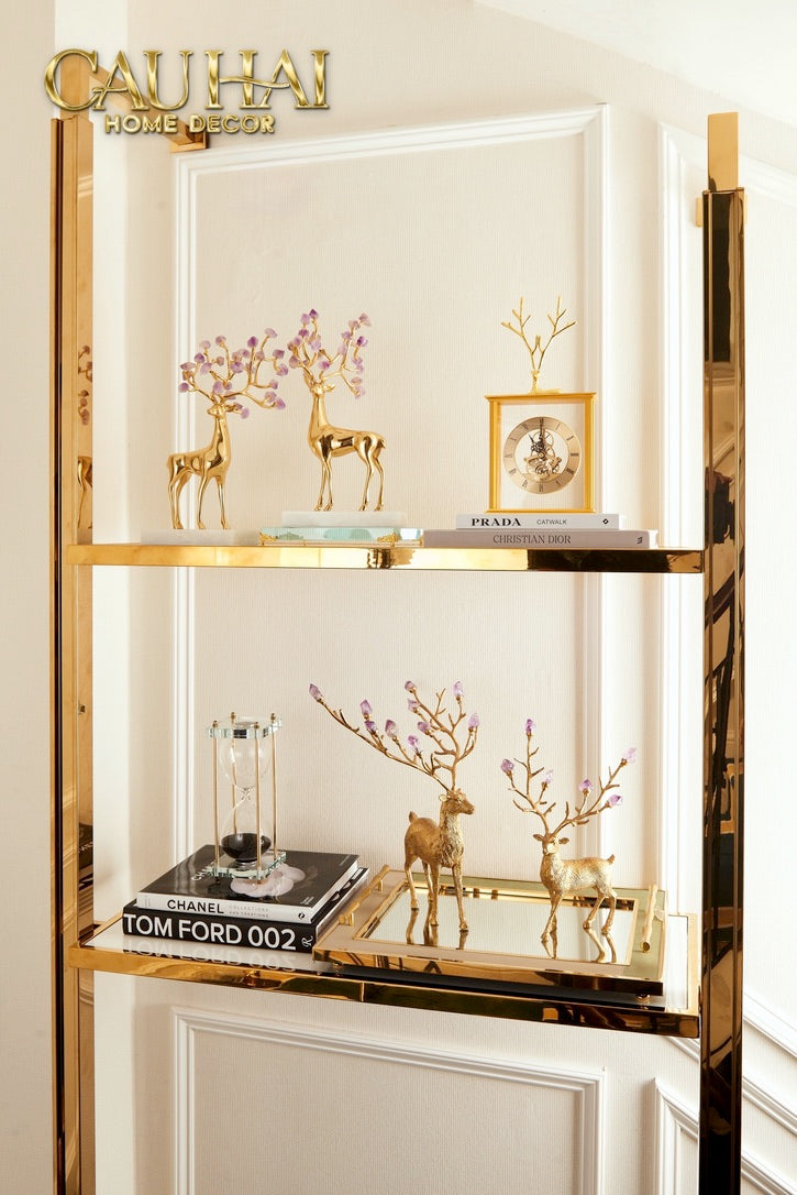 Maison Couture - Set 2 Tượng Đồng Thiên Hươu Amethyst Celestial Guardian Of Caladenia H25 H40-TƯỢNG TRANG TRÍ-CẬU HAI HOME DECOR