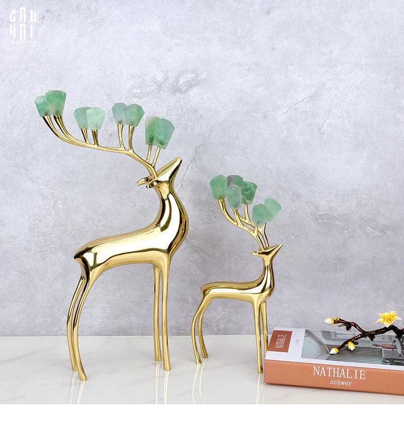 Maison Couture - Set 2 Tượng Hươu Đồng Goddess Elk Aventurine Ss25-TƯỢNG TRANG TRÍ-CẬU HAI HOME DECOR