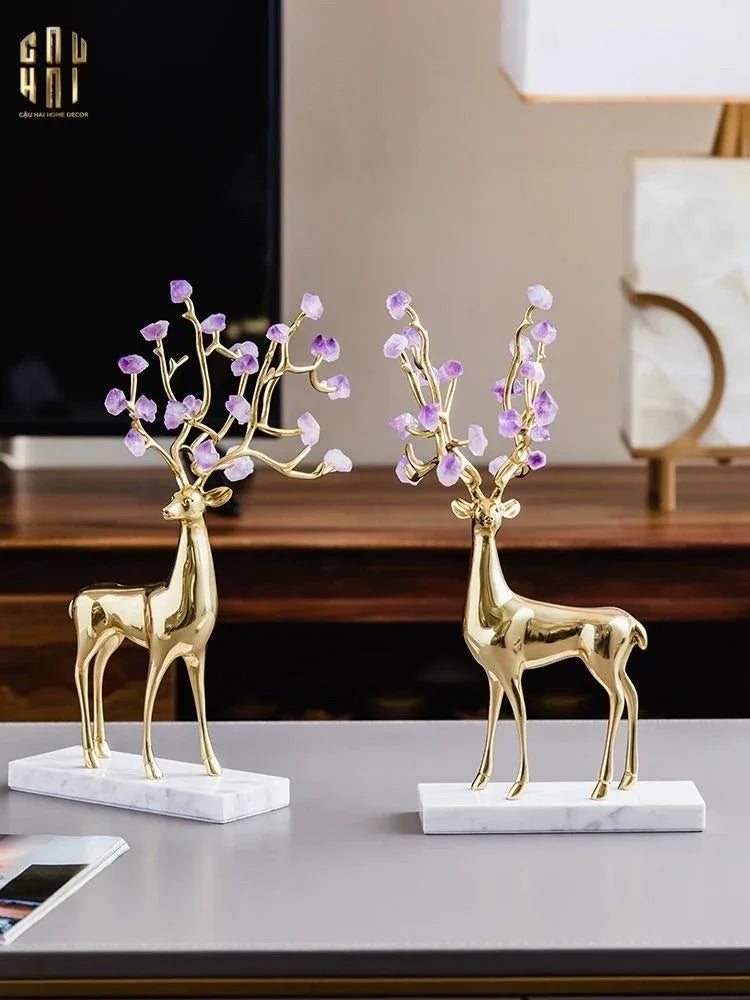 Maison Couture - Set 2 Tượng Hươu Đồng Omega Améthyste Les Sentinelles De La Forêt-TƯỢNG TRANG TRÍ-CẬU HAI HOME DECOR