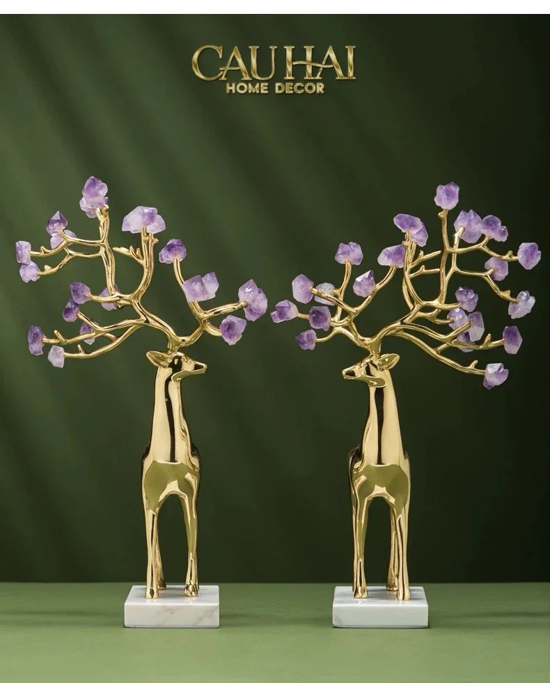 Maison Couture - Set 2 Tượng Hươu Đồng Omega Améthyste Les Sentinelles De La Forêt-TƯỢNG TRANG TRÍ-CẬU HAI HOME DECOR