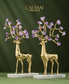 Maison Couture - Set 2 Tượng Hươu Đồng Omega Améthyste Les Sentinelles De La Forêt-TƯỢNG TRANG TRÍ-CẬU HAI HOME DECOR