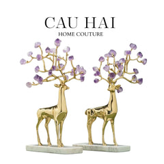 Maison Couture - Set 2 Tượng Hươu Đồng Omega Améthyste Les Sentinelles De La Forêt-TƯỢNG TRANG TRÍ-CẬU HAI HOME DECOR