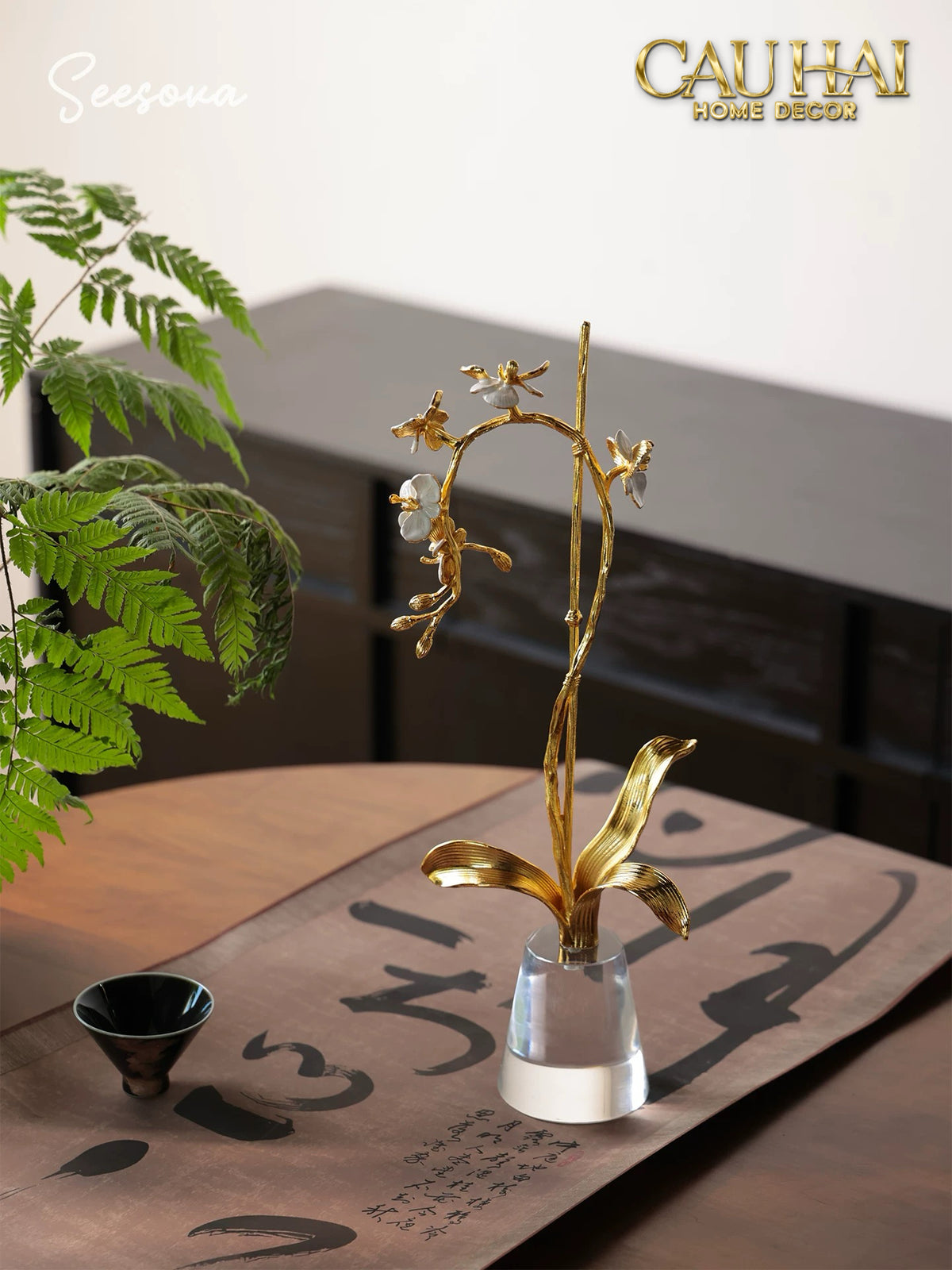 Maison Couture - Set 2 Tượng Kim Điệp Phúc Lâm Haute Orchid Golden Branches H41 / H31-TƯỢNG TRANG TRÍ-CẬU HAI HOME DECOR