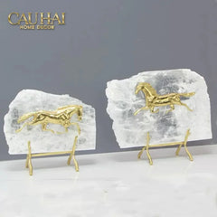 Maison Couture - Set 2 Tượng Ngựa Đồng Đá Thạch Anh Équestre Gilded Hidden Stallion Grande Quartz-CẬU HAI HOME DECOR