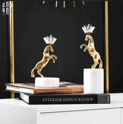 Maison Couture - Set 2 Tượng Ngựa Royal Horse Blue Quartz-TƯỢNG TRANG TRÍ-CẬU HAI HOME DECOR