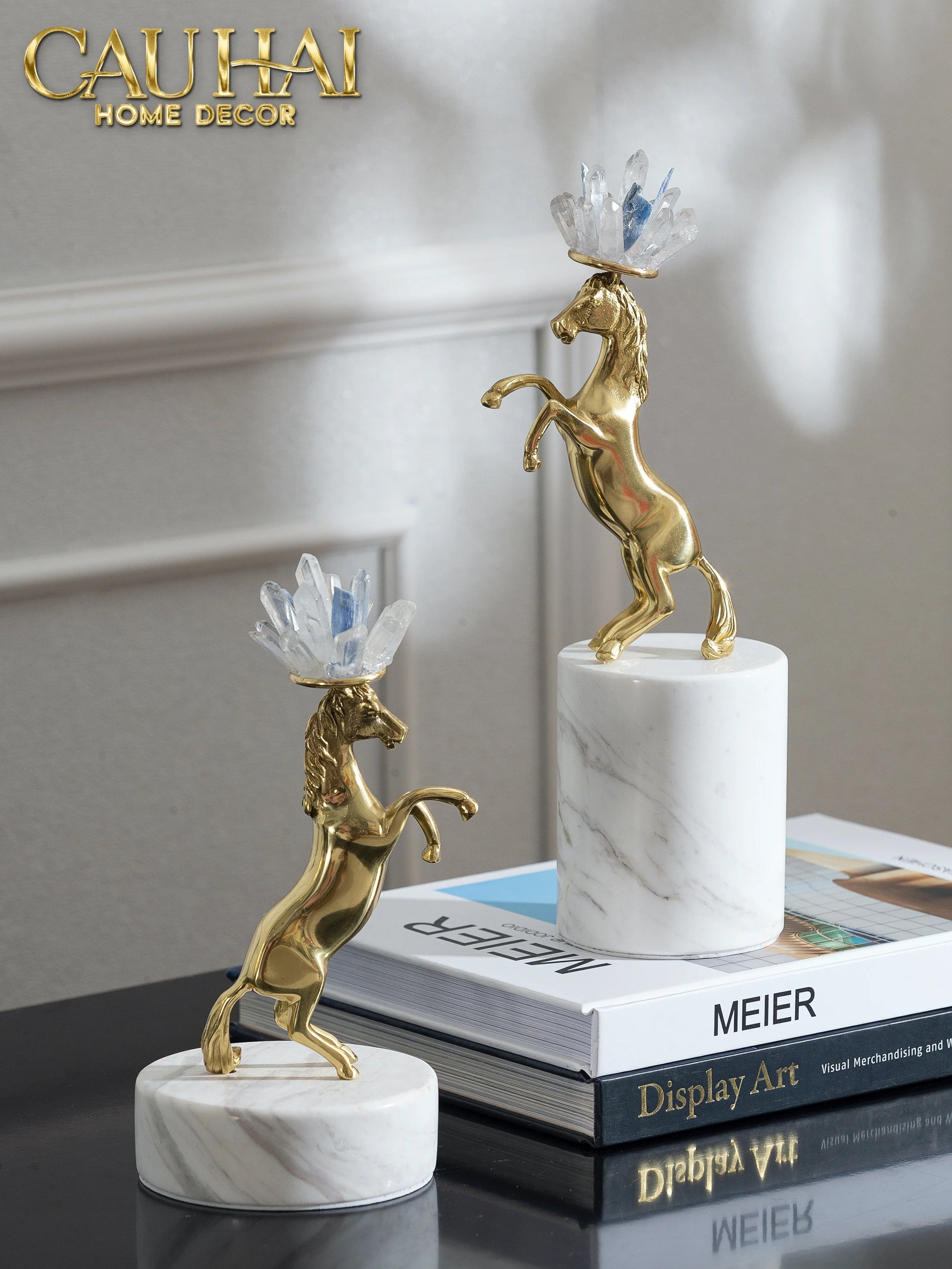 Maison Couture - Set 2 Tượng Ngựa Royal Horse Blue Quartz-TƯỢNG TRANG TRÍ-CẬU HAI HOME DECOR