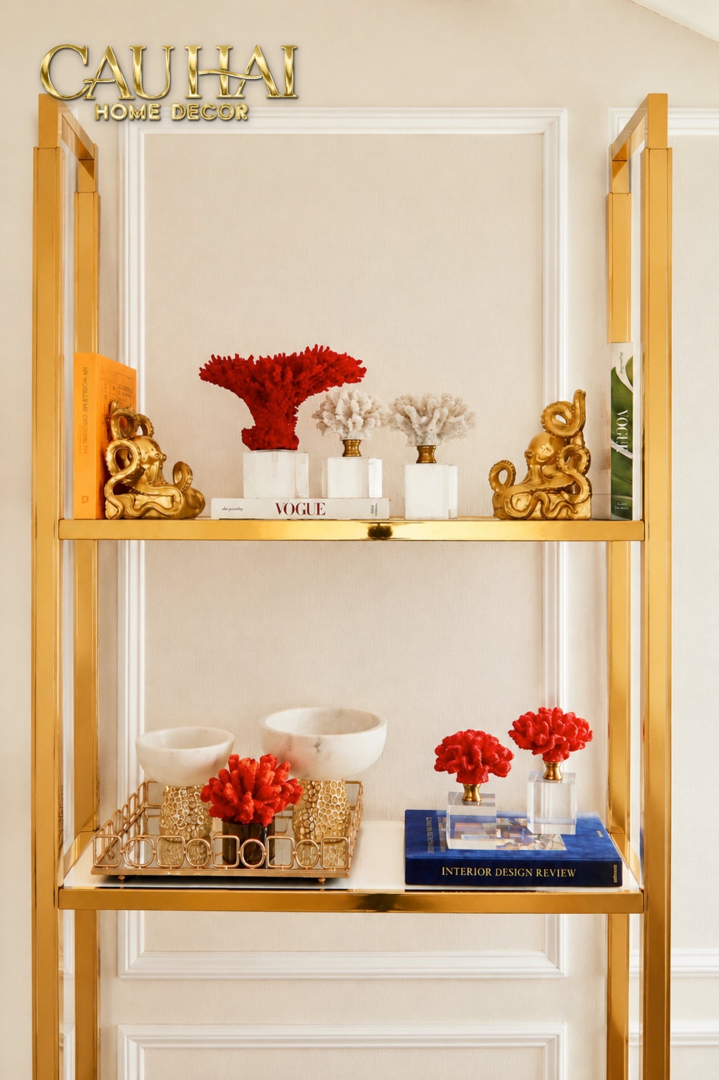 Maison Couture - Set 2 Tượng San Hô Lửa Đế Pha Lê Ashen Pyre Cristalleries Coral Sculptures-TƯỢNG TRANG TRÍ-CẬU HAI HOME DECOR