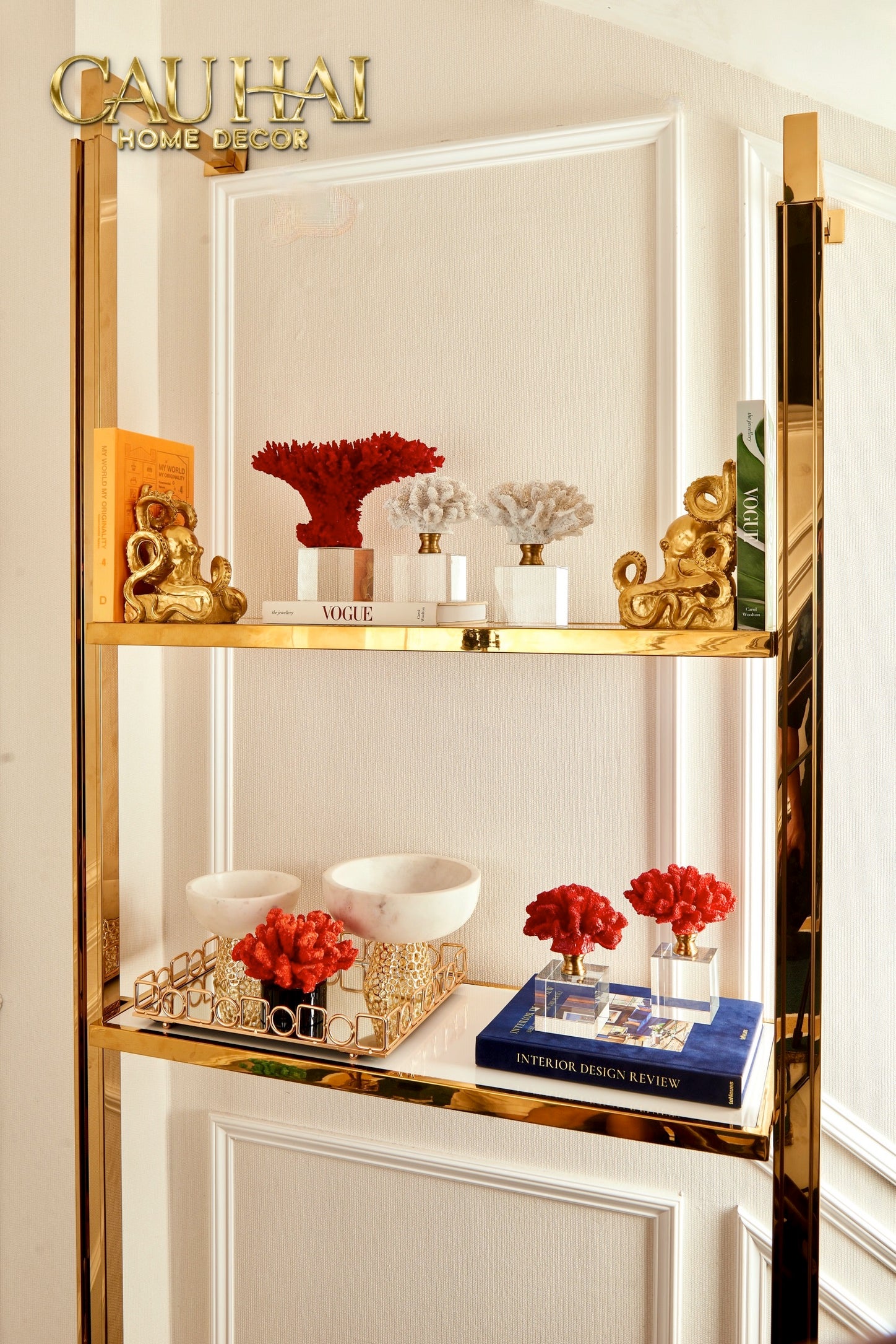 Maison Couture - Set 2 Tượng San Hô Lửa Đế Pha Lê Ashen Pyre Cristalleries Coral Sculptures-TƯỢNG TRANG TRÍ-CẬU HAI HOME DECOR