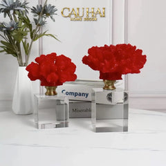 Maison Couture - Set 2 Tượng San Hô Lửa Đế Pha Lê Ashen Pyre Cristalleries Coral Sculptures-TƯỢNG TRANG TRÍ-CẬU HAI HOME DECOR