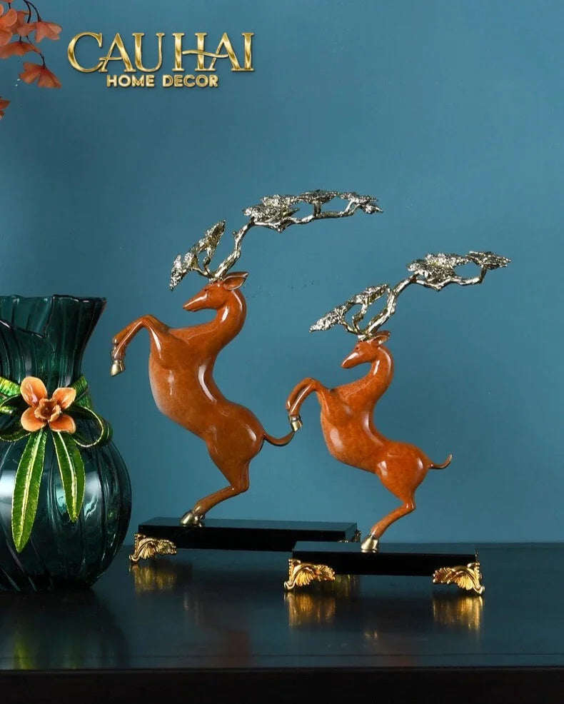 Maison Couture - Set 2 Tượng Thiên Gạc Hươu Les Cerfs Jumeaux à la Ramure Divine 37/44-TƯỢNG TRANG TRÍ-CẬU HAI HOME DECOR