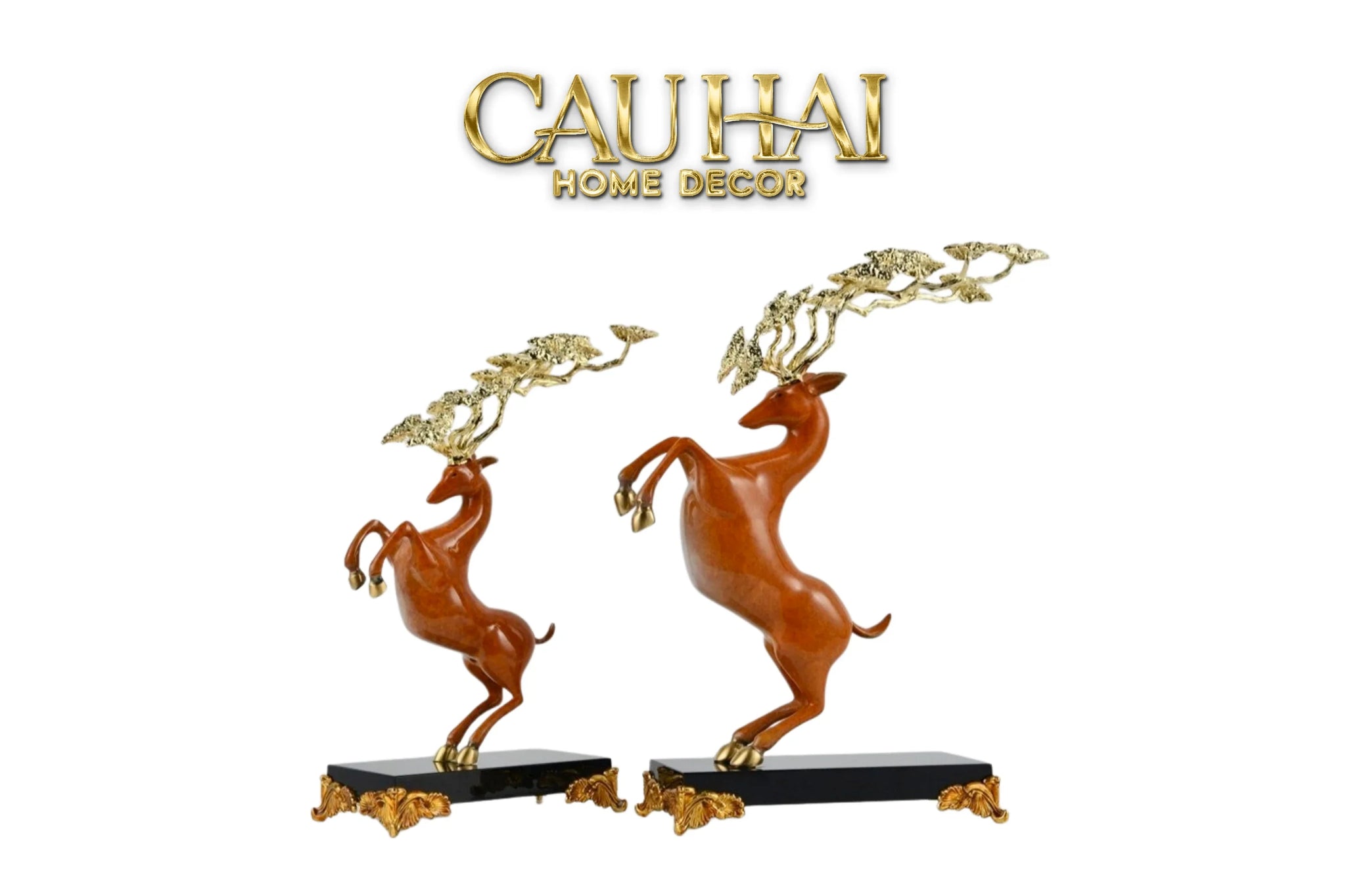 Maison Couture - Set 2 Tượng Thiên Gạc Hươu Les Cerfs Jumeaux à la Ramure Divine 37/44-CẬU HAI HOME DECOR