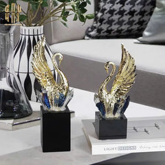 Maison Couture - Set 2 Tượng Thiên Nga Bằng Đồng Đính Pha Lê - Swan D’Amour Azure Cristalleries 15x25/28-CẬU HAI HOME DECOR