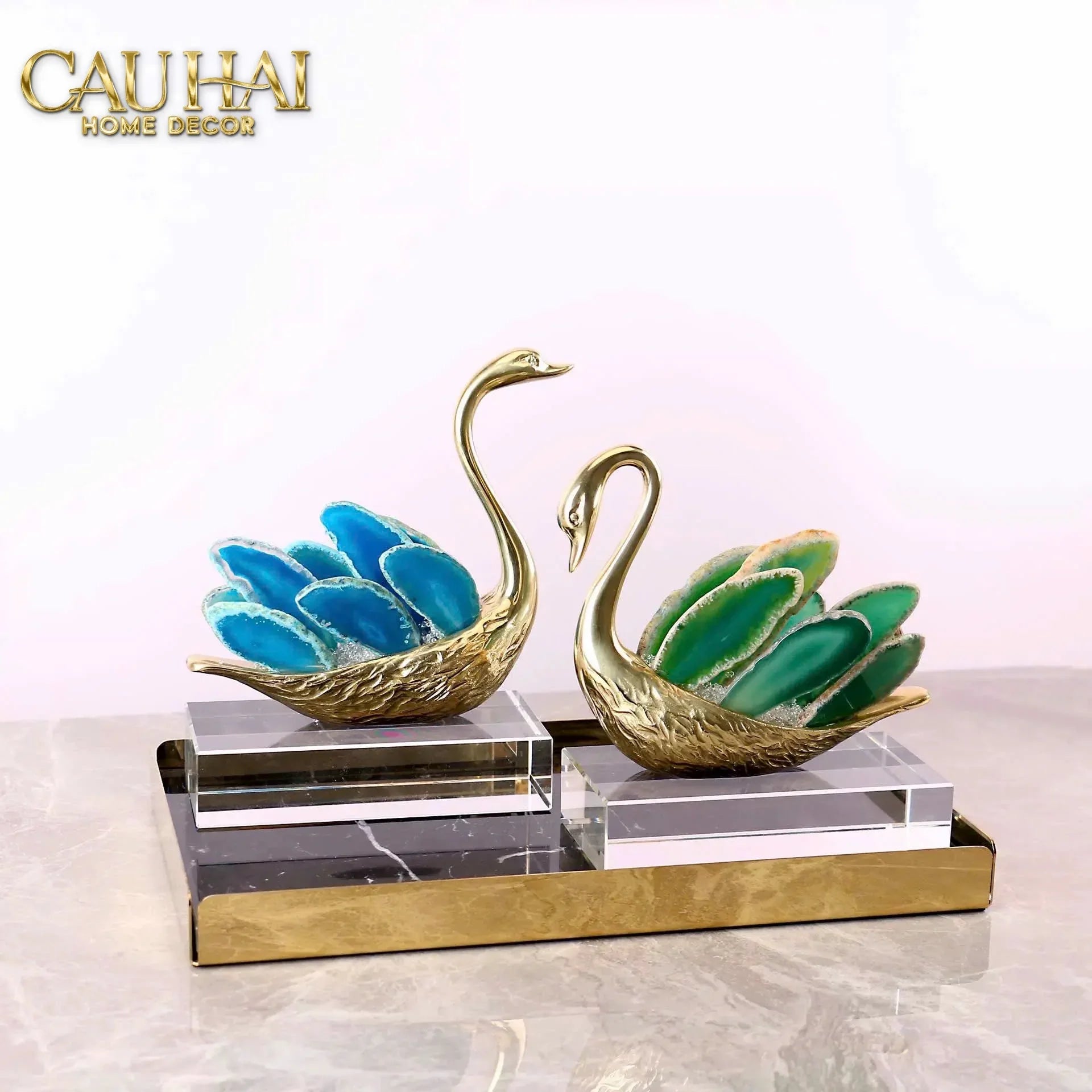 Maison Couture - Set 2 Tượng Thiên Nga Brasson Swan Gemstone - Ligne Cygne D’Amour-TƯỢNG TRANG TRÍ-CẬU HAI HOME DECOR