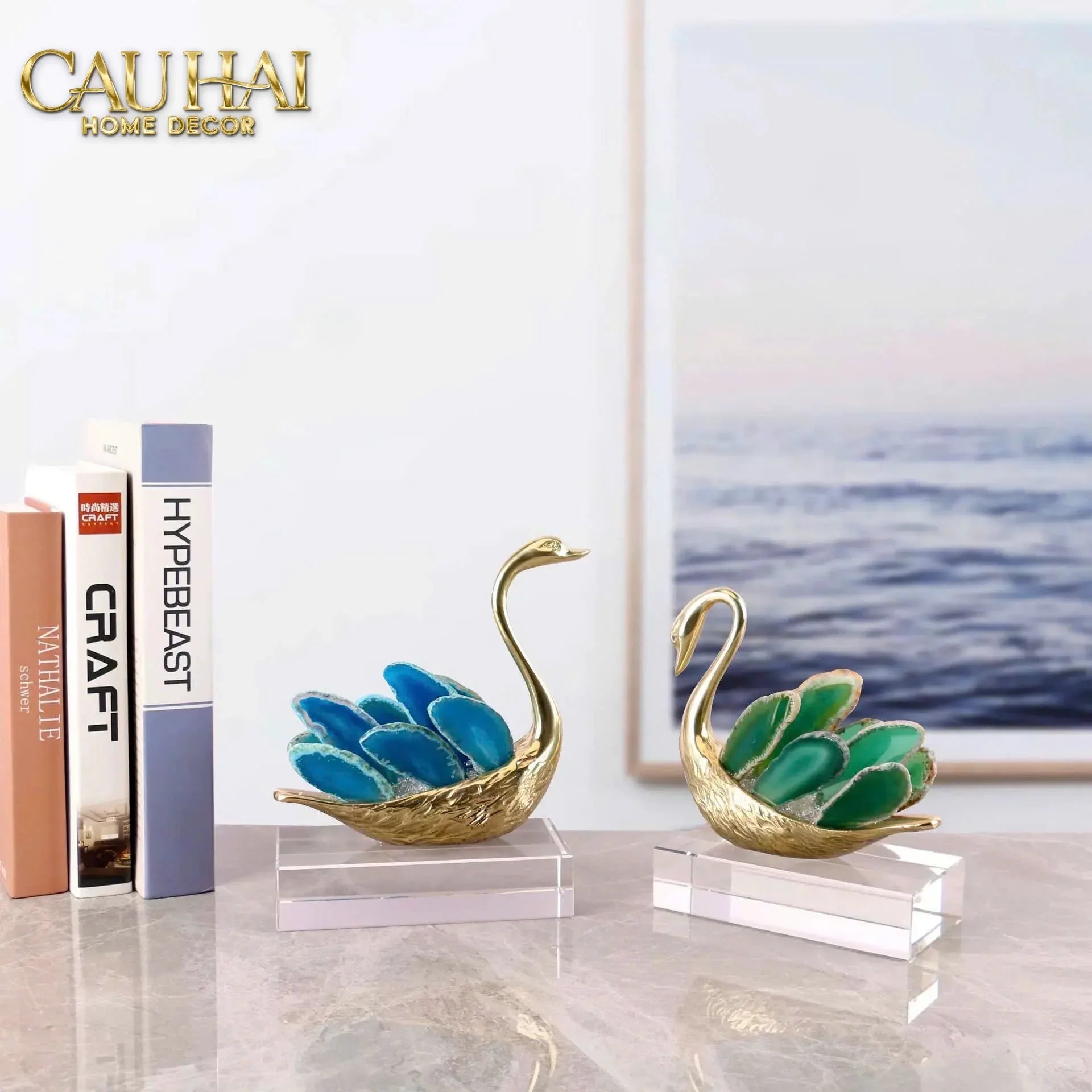 Maison Couture - Set 2 Tượng Thiên Nga Brasson Swan Gemstone - Ligne Cygne D’Amour-TƯỢNG TRANG TRÍ-CẬU HAI HOME DECOR