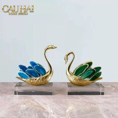 Maison Couture - Set 2 Tượng Thiên Nga Brasson Swan Gemstone - Ligne Cygne D’Amour-TƯỢNG TRANG TRÍ-CẬU HAI HOME DECOR