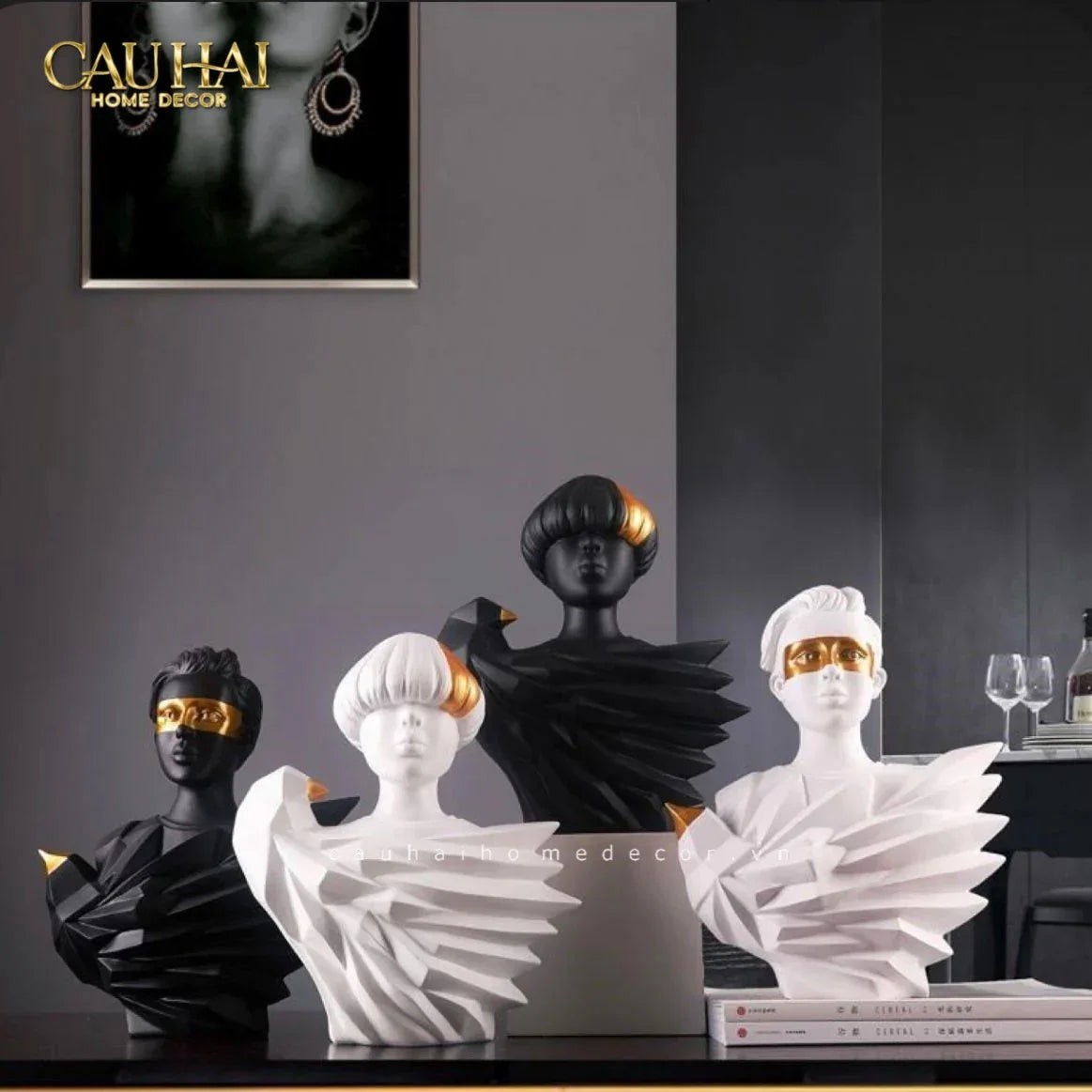 Maison Couture - Set 2 Tượng Twin Angel Prince- Hoàng Tử Thiên Sứ Aurea Silent Masquerade 35x25x15(1)-CẬU HAI HOME DECOR