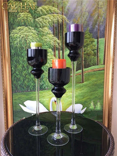 Maison Couture - Set 3 Bình Hoa Pha Lê Đen Chân Cao Allure Cristallerie Noire Rituel 40/50/60-BÌNH HOA-CẬU HAI HOME DECOR