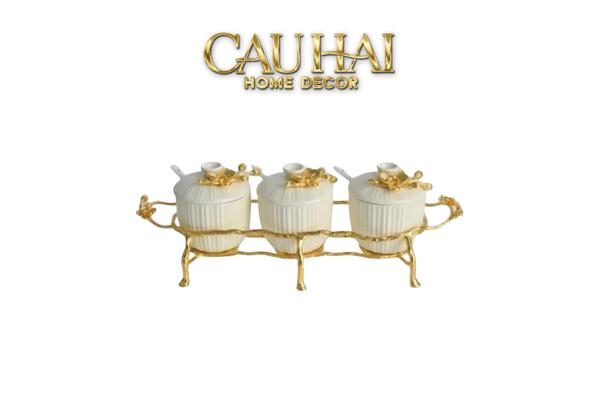 Maison Couture - Set 3 Lọ Gia Vị Golden Brassob Branch Trilogy-CẬU HAI HOME DECOR