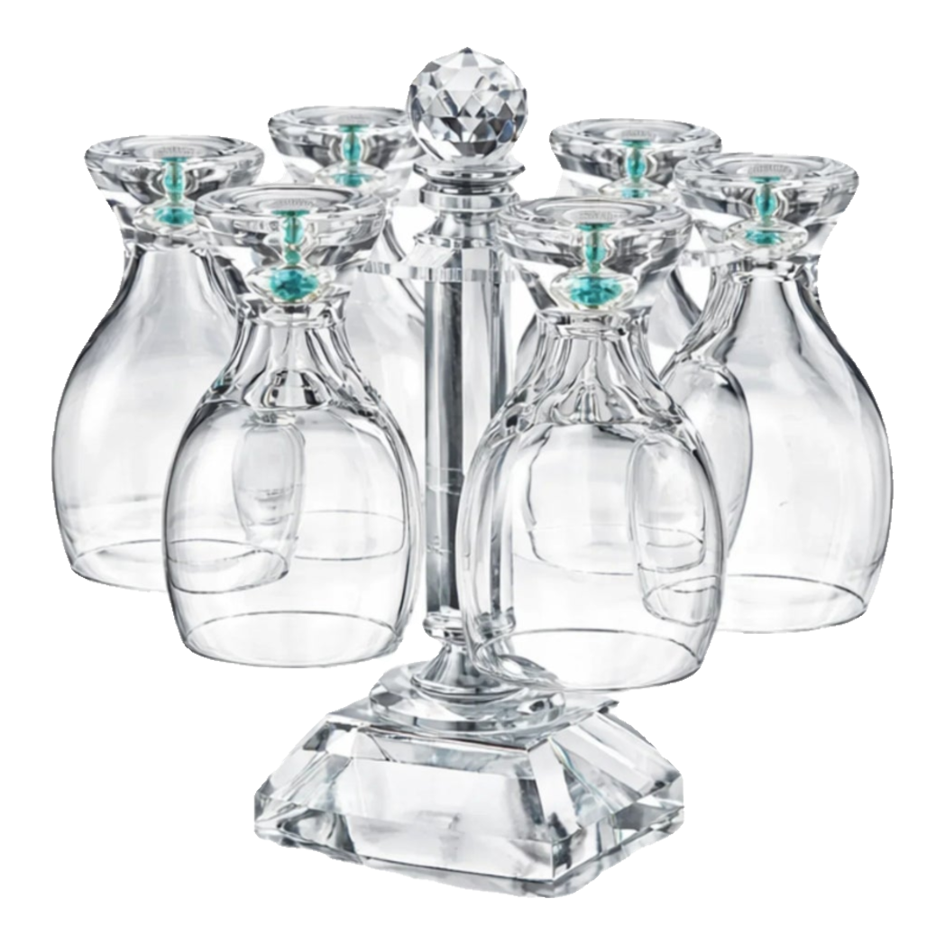 Maison Couture - Set 6 Ly Bia Thuỷ Tinh Glacier Cyan Gems Cristalleries Rack 370Ml