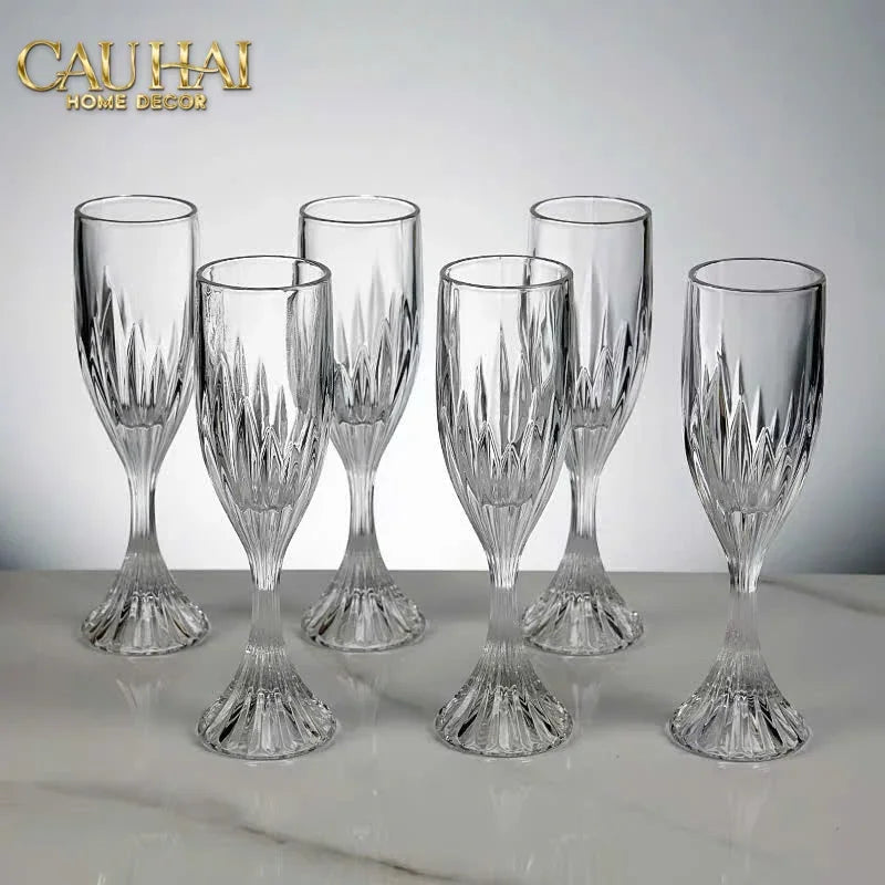 Maison Couture - Set 6 Ly Pha Lê Champane Facetté Éclat Cristalleries Champagne Glasses 170ml-LY THỦY TINH-CẬU HAI HOME DECOR