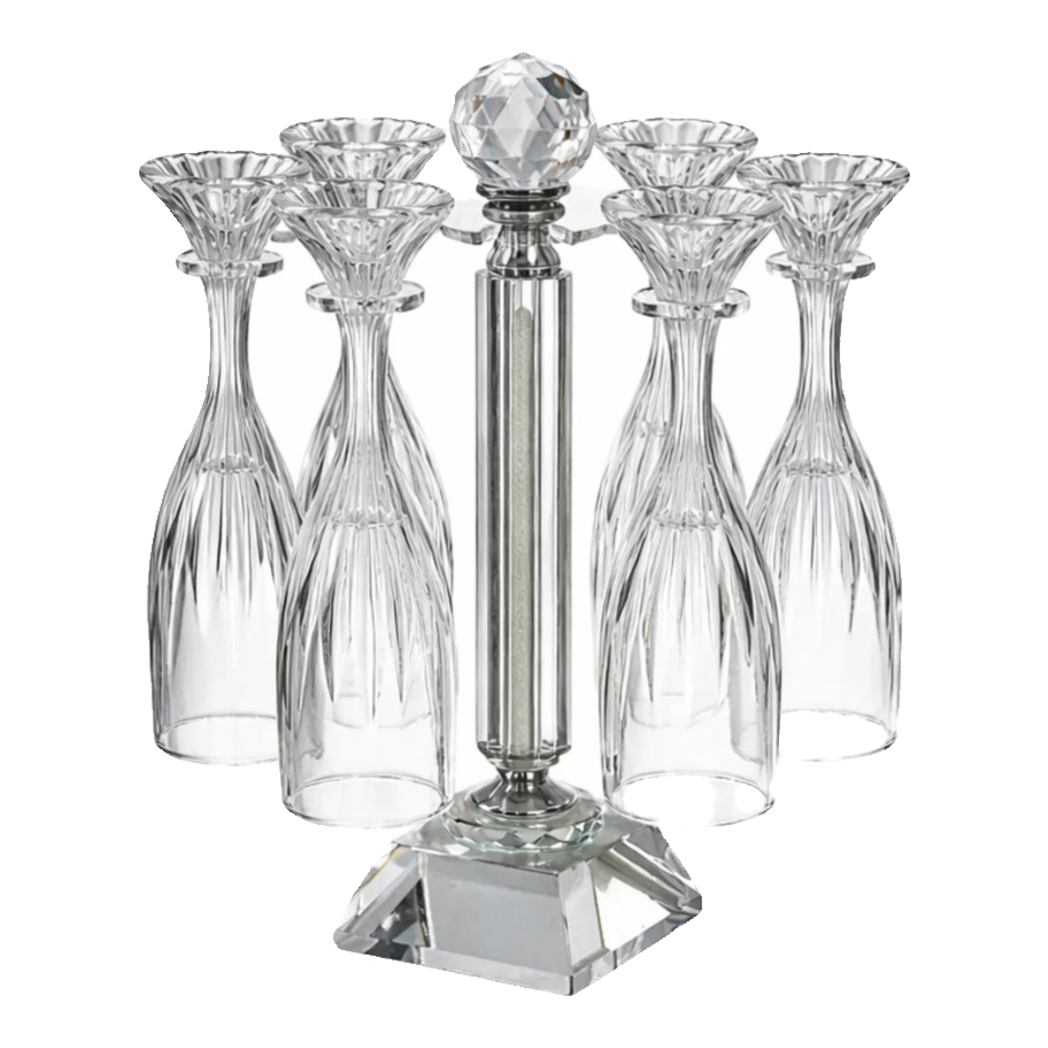 Maison Couture - Set 6 Ly Pha Lê Champane Facetté Éclat Cristalleries Champagne Glasses 170ml