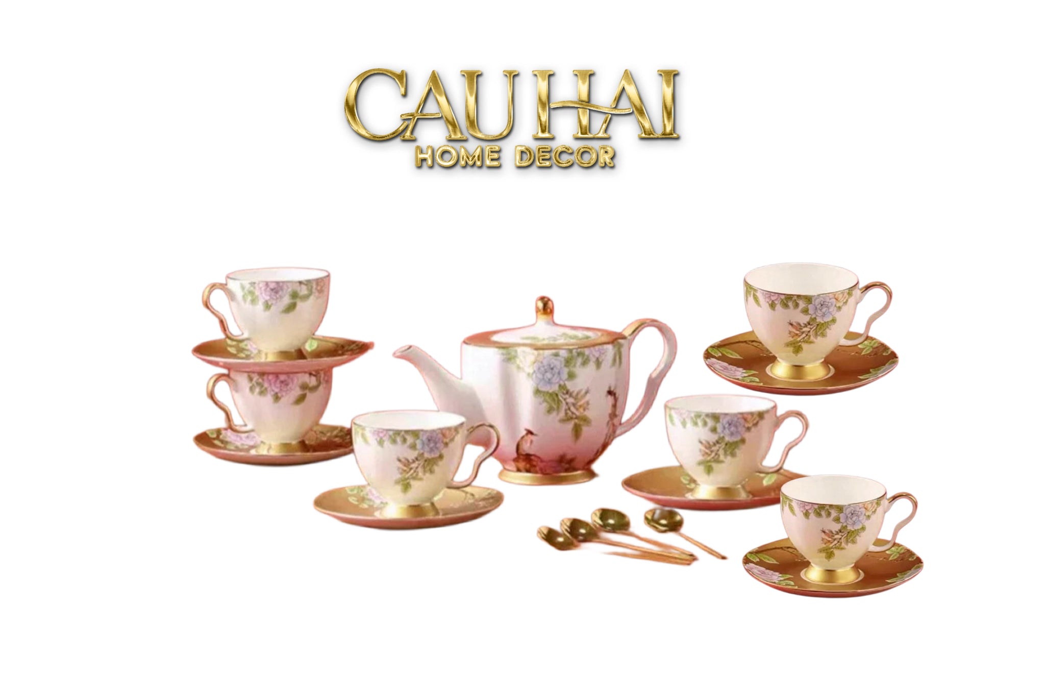 Maison Couture - Set Bình Trà 6 Tách Hoàng Kim Hưng Vượng Oriental Héritage Tea Set 15pcs-CẬU HAI HOME DECOR