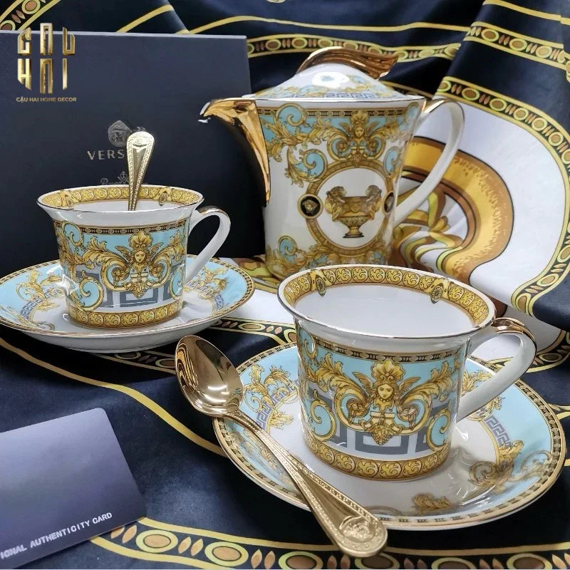 Maison Couture - Set Bình Trà Blue Barocco Prestige Gala Full Box - CẬU HAI HOME DECOR