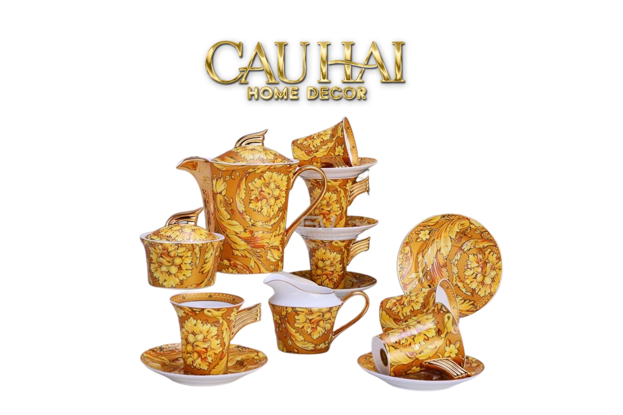Maison Couture - Set Bình Trà / Cà Phê 15pcs Signature Barocco Gold Spéciale Tea/Coffee Set-CẬU HAI HOME DECOR