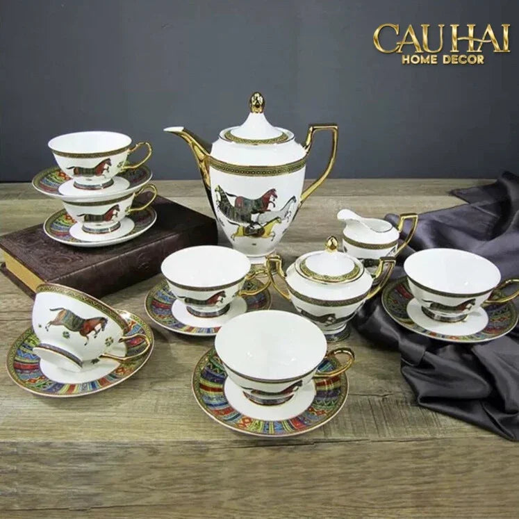Maison Couture - Set Bình Trà Cà Phê Oriental Équestre Héritage Tea & Coffee Set | 15pcs-SET BÌNH TRÀ-CẬU HAI HOME DECOR