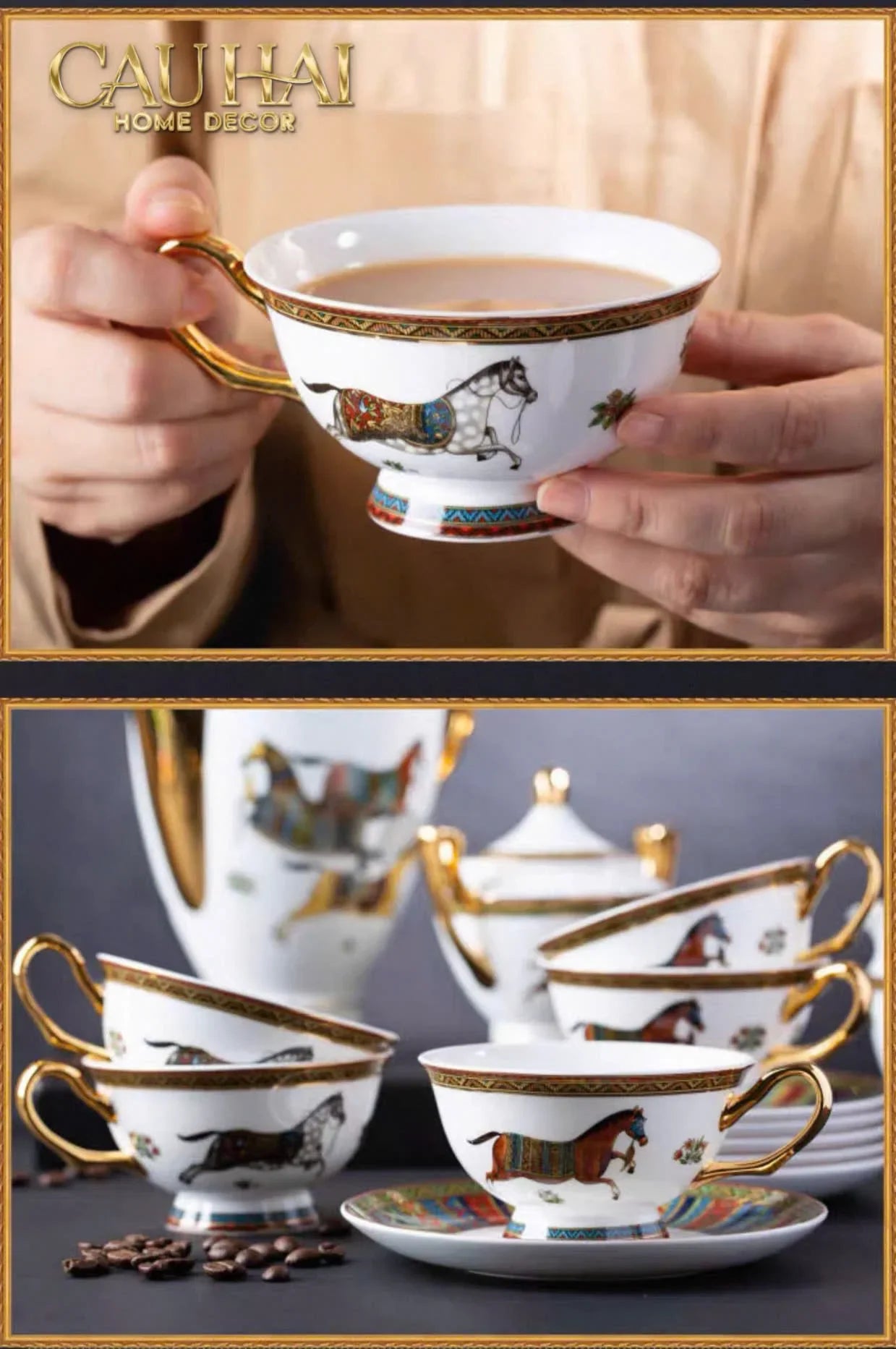 Maison Couture - Set Bình Trà Cà Phê Oriental Équestre Héritage Tea & Coffee Set | 15pcs-SET BÌNH TRÀ-CẬU HAI HOME DECOR