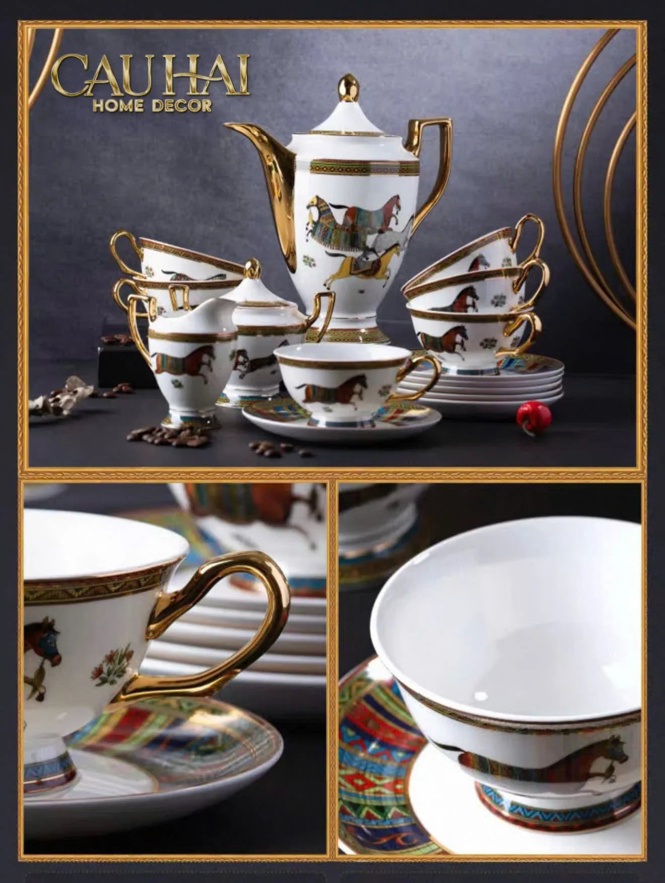 Maison Couture - Set Bình Trà Cà Phê Oriental Équestre Héritage Tea & Coffee Set | 15pcs-SET BÌNH TRÀ-CẬU HAI HOME DECOR