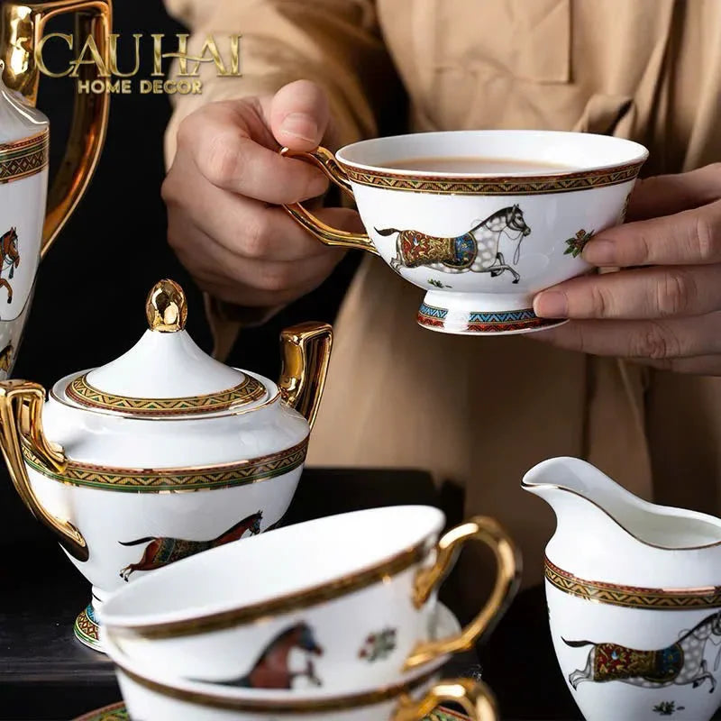 Maison Couture - Set Bình Trà Cà Phê Oriental Équestre Héritage Tea & Coffee Set | 15pcs-SET BÌNH TRÀ-CẬU HAI HOME DECOR