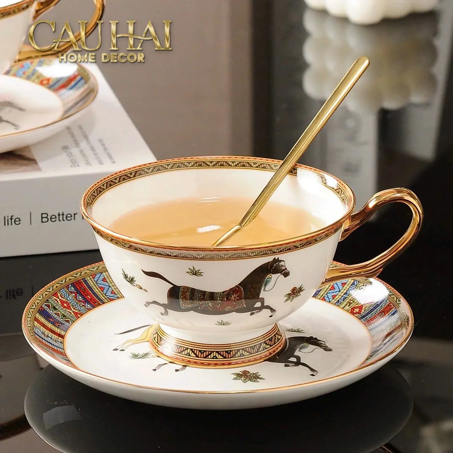 Maison Couture - Set Bình Trà Cà Phê Oriental Équestre Héritage Tea & Coffee Set | 15pcs-SET BÌNH TRÀ-CẬU HAI HOME DECOR