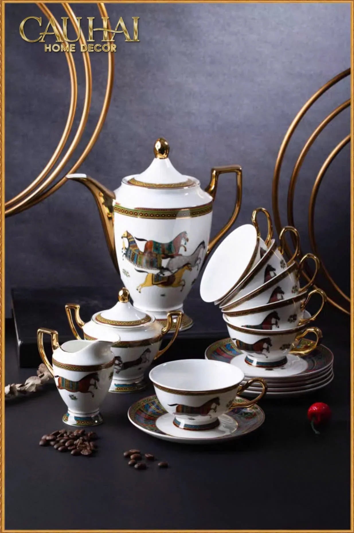 Maison Couture - Set Bình Trà Cà Phê Oriental Équestre Héritage Tea & Coffee Set | 15pcs-CẬU HAI HOME DECOR