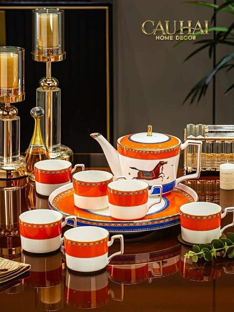 Maison Couture - Set Bình Trà & Coffee Héritage Équestre Vermillion Oriental Cheval Tea Set 8pcs-CẬU HAI HOME DECOR