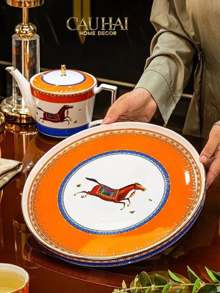 Maison Couture - Set Bình Trà & Coffee Héritage Équestre Vermillion Oriental Cheval Tea Set 8pcs-CẬU HAI HOME DECOR