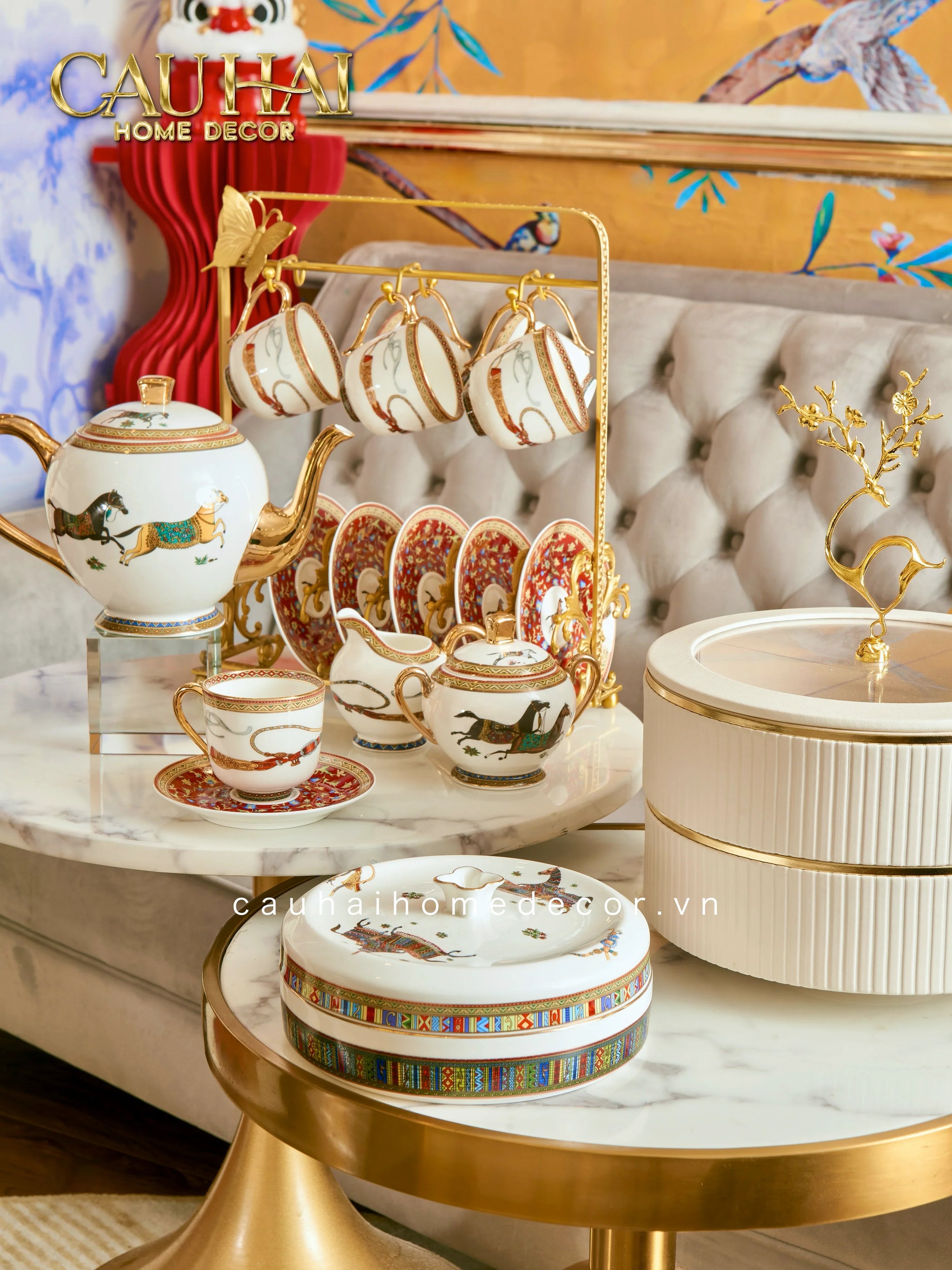 Maison Couture - Set Bình Trà H Class Legacy Équestre Héritage Harnais · Théière Ronde 15Pcs Tea Set-CẬU HAI HOME DECOR