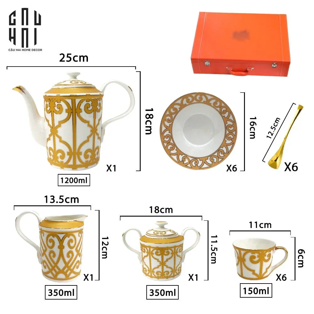Maison Couture - Set Bình Trà H Class Soleil Éclat Privé 21Pcs - Leather Box-SET BÌNH TRÀ-CẬU HAI HOME DECOR