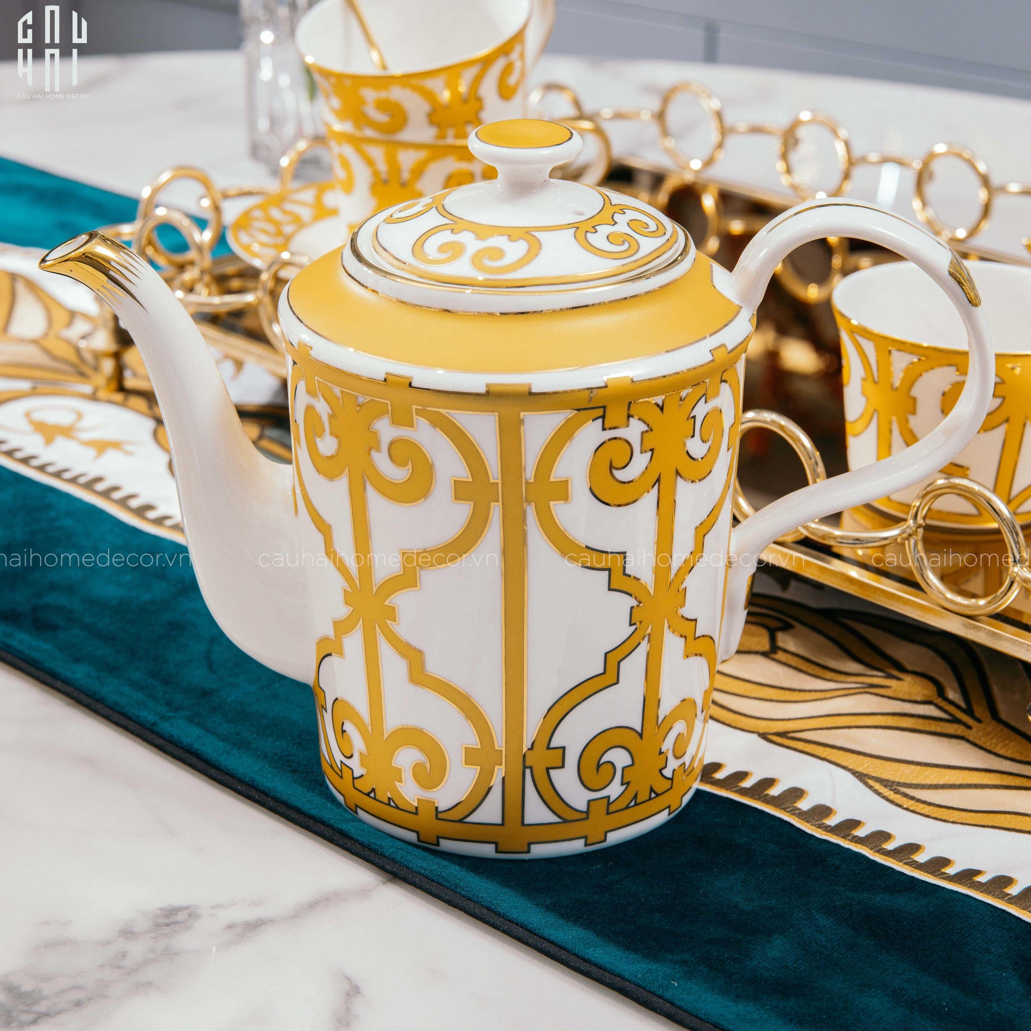 Maison Couture - Set Bình Trà H Class Soleil Éclat Privé 21Pcs - Leather Box-SET BÌNH TRÀ-CẬU HAI HOME DECOR