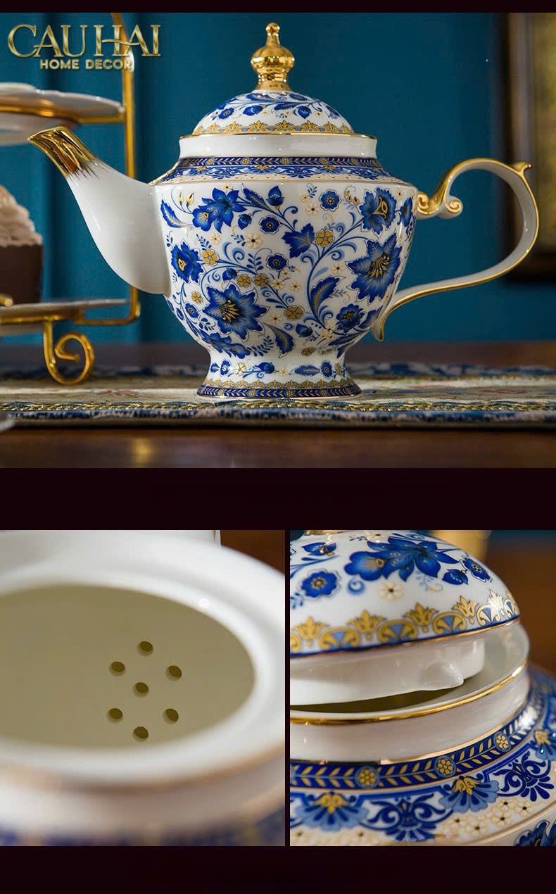 Maison Couture – Set Bình Trà Indochine Héritage Indigo Floral Porcelain 10Pcs - CẬU HAI HOME DECOR