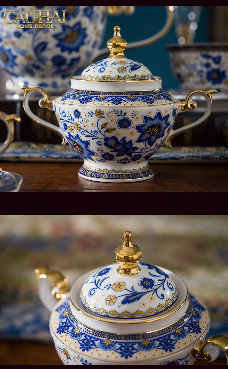 Maison Couture – Set Bình Trà Indochine Héritage Indigo Floral Porcelain 10Pcs - CẬU HAI HOME DECOR