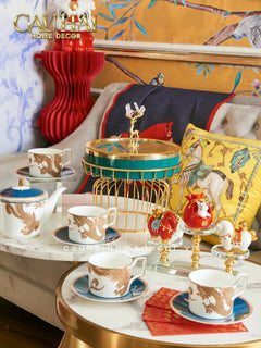 Maison Couture - Set Bình Trà Long Phụng 6 Tách - Dynasty Eternal Ascendant Guardian Dou 13Pcs-BỘ BÌNH TRÀ-CẬU HAI HOME DECOR