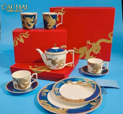 Maison Couture - Set Bình Trà Long Phụng 6 Tách - Dynasty Eternal Ascendant Guardian Dou 13Pcs-BỘ BÌNH TRÀ-CẬU HAI HOME DECOR