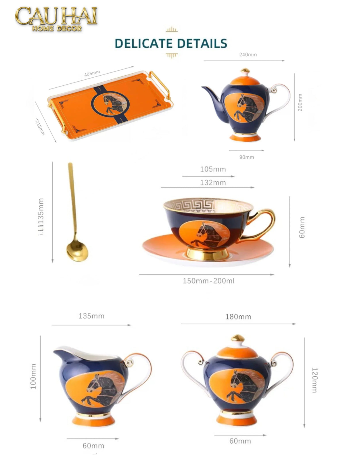 Maison Couture - Set Bình Trà Regal Legendary Impérial Noble Équestre Tea Set 15pcs-BỘ BÌNH TRÀ-CẬU HAI HOME DECOR