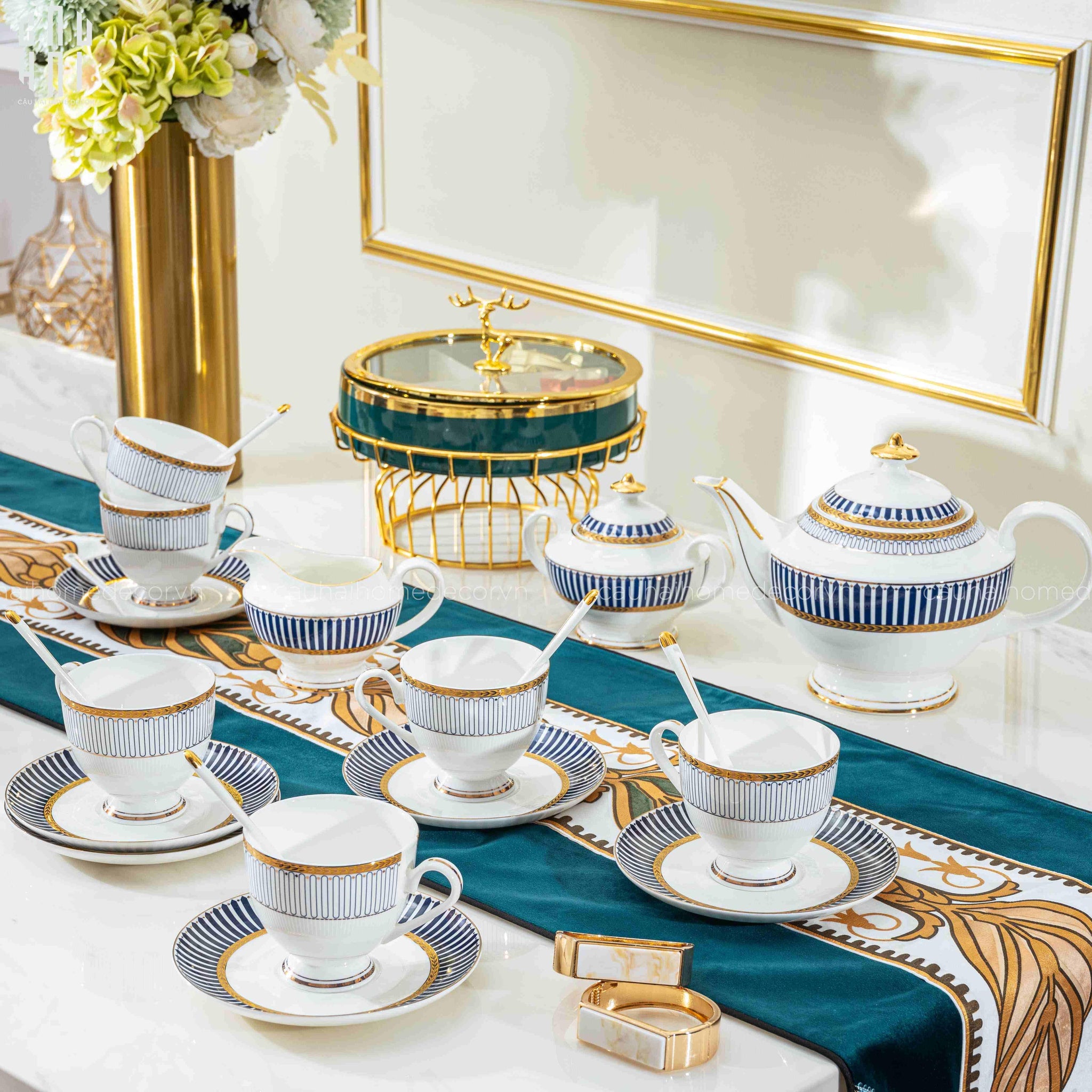 Maison Couture - Set Bình Trà Royal Dynasty 21 Pcs Ss25-SET BÌNH TRÀ-CẬU HAI HOME DECOR