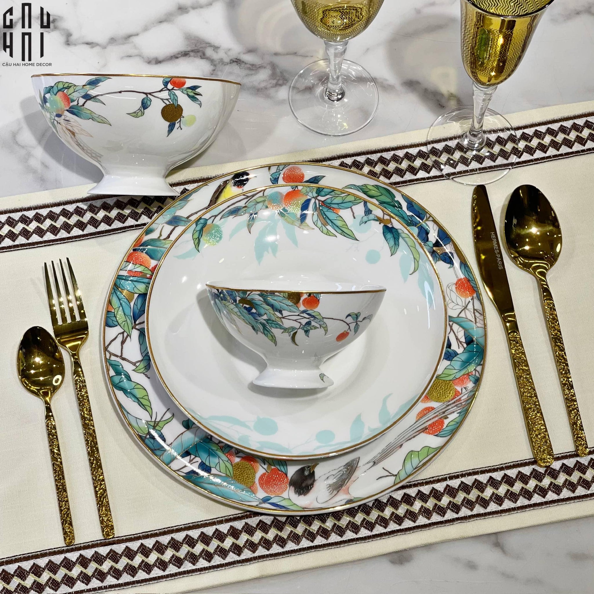 Maison Couture - Set Chén Dĩa 1 Người- Imperial Jardin 4Pcs-SET CHÉN DĨA-CẬU HAI HOME DECOR